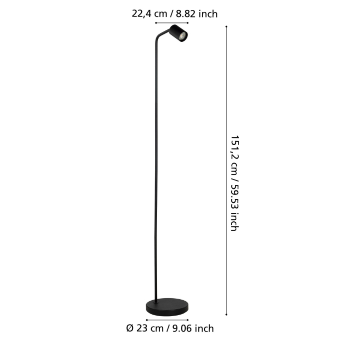 Lampadar EGLO Rigomagno 901865 GU10 1X5W 220-240V,50/60Hz L 265mm x l 230mm x H 1510mm otel negru  IP20 [3]