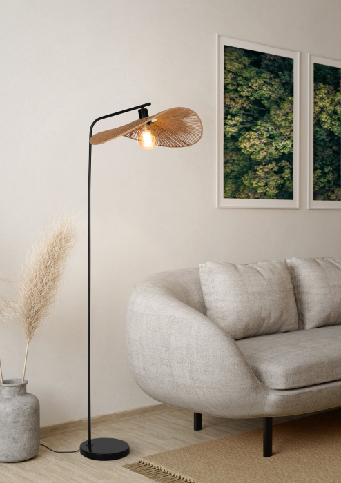 Lampadar EGLO Siruela 31966 E27 1X42W 220-240V,50/60Hz L 480mm x l 560mm x H 1600mm otel negru hartie natur IP20 [3]