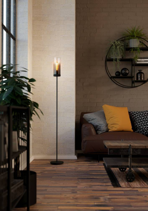 Lampadar EGLO Toothill 44004 E27 1X40W 220-240V,50/60Hz H 1535mm x Ø105mm otel negru sticla vaporizata negru transparent IP20 [4]