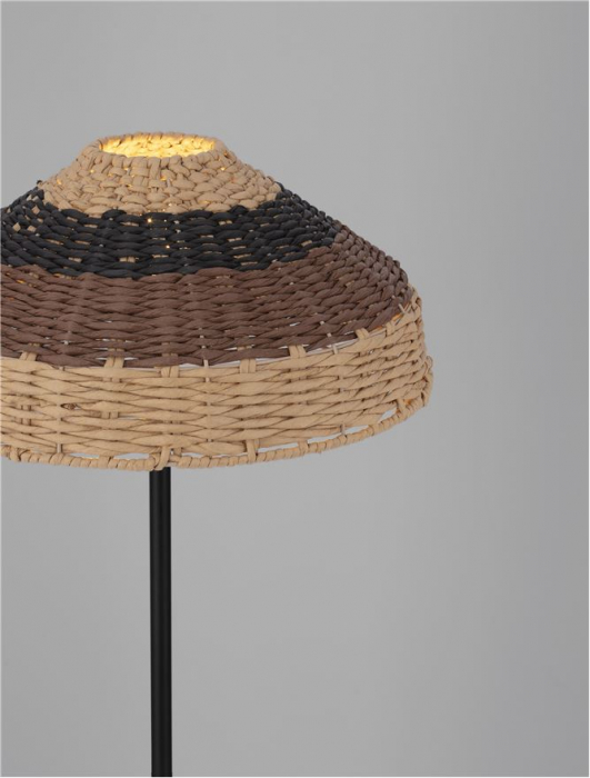 Lampadar Nova Luce CARO 9586529 E27 1x12W    Natural Rattan Black BroW n Black Fabric W ire & Base Cable  IP20 [9]