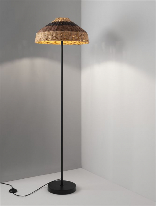 Lampadar Nova Luce CARO 9586529 E27 1x12W    Natural Rattan Black BroW n Black Fabric W ire & Base Cable  IP20 [6]