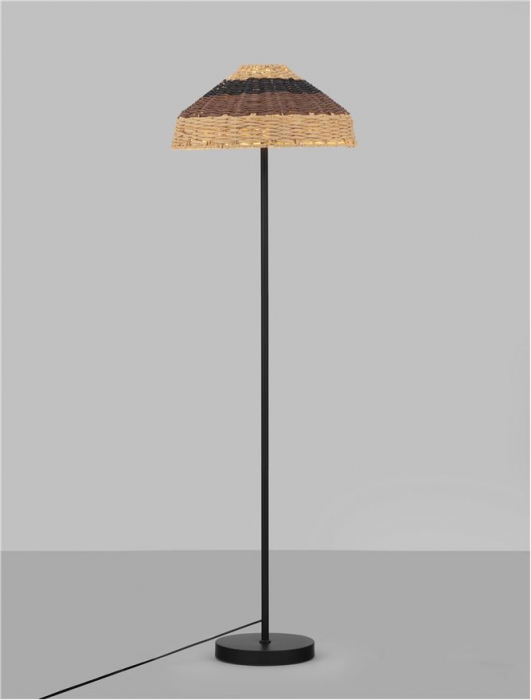 Lampadar Nova Luce CARO 9586529 E27 1x12W    Natural Rattan Black BroW n Black Fabric W ire & Base Cable  IP20 [4]