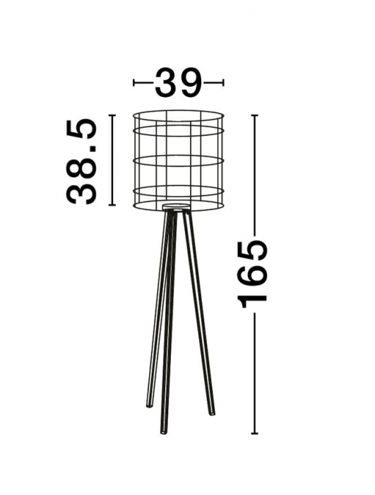 Lampadar Nova Luce PLETTE 9586528 E27 1x12W    Dried Water Hyacinth Natural W ood Base Black Fabric W ire Cable  IP20 [9]