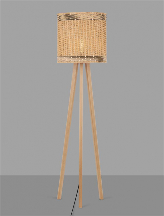 Lampadar Nova Luce PLETTE 9586528 E27 1x12W    Dried Water Hyacinth Natural W ood Base Black Fabric W ire Cable  IP20 [3]