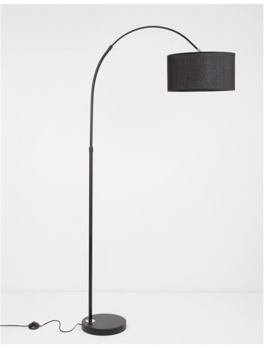 Lampadar Nova Luce SAMA E27 1x12W   Black Fabric Shade Black Aluminium Base  IP20 [3]