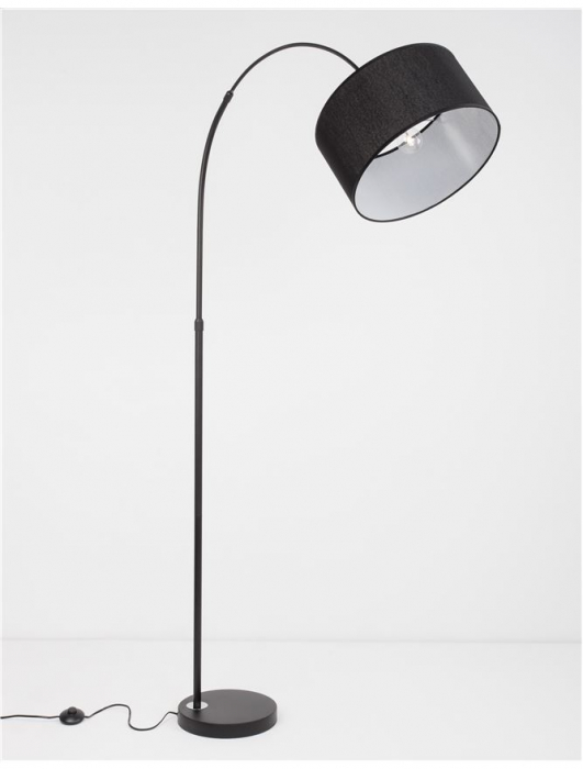 Lampadar Nova Luce SAMA E27 1x12W   Black Fabric Shade Black Aluminium Base  IP20 [4]