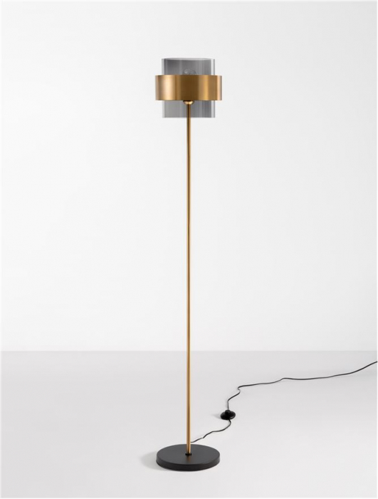 Lampadar Nova Luce SIANNA E27 1x12W   Smoke Glass & Black Cord & Brass gold Metal IP20 [3]