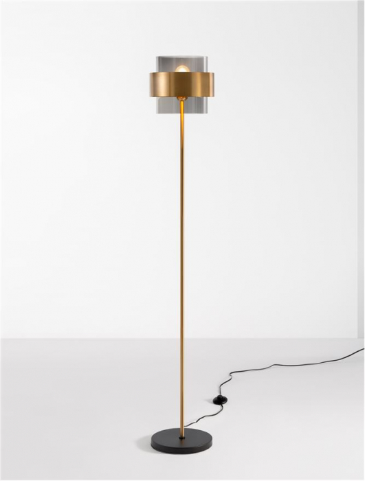 Lampadar Nova Luce SIANNA E27 1x12W   Smoke Glass & Black Cord & Brass gold Metal IP20 [4]