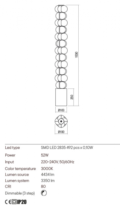 Lampadar REDO JACO 01-2691 LED SAND BLACK 52W 3350 lm 3000K 20 [3]