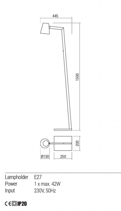 Lampadar REDO Mingo  01-1556 E27 1x42W Nedimabil IP20 Alb Mat [3]