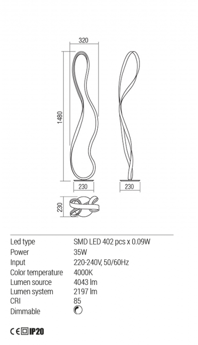 Lampadar REDO Nubo 01-1532 1x35W 4000K 2197 Nedimabila IP20 White [3]