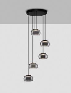 Lustra Nova Luce BIOS 9416956 Triac Dimmable Matt Black Metal & Smoky Gray Glass LED 41W 2140lm 3000K IP20 [3]
