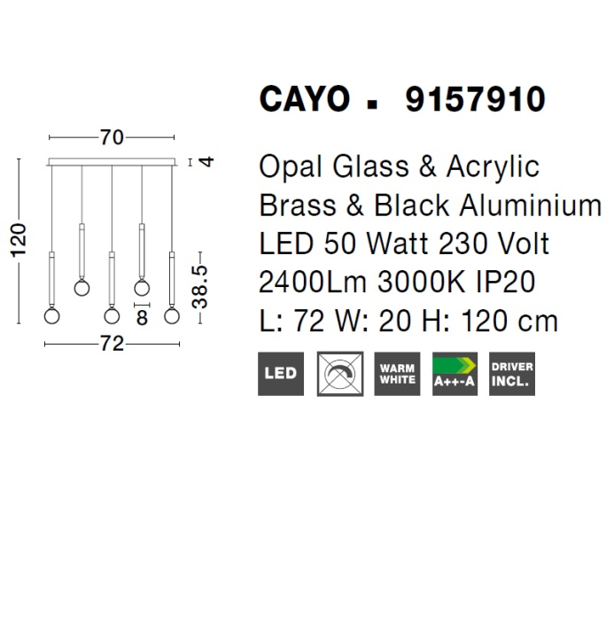 Lustra CAYO Nova Luce 9157910 LED 50 W, 2400 lm, 3000K IP20 Black [2]