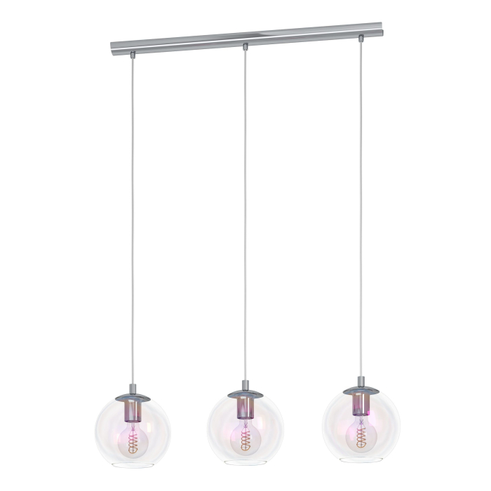 Lustra EGLO Ariscani 2 901919 E27 3X60W 220-240V,50/60Hz L 765mm x l 165mm x H 1100mm otel crom sticla iridescent IP20 [1]