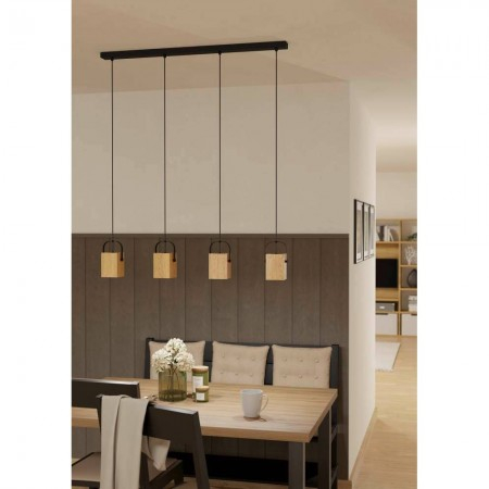 Lustra Eglo Ayles, negru, lemn natur, 4xGU10, L.93 cm, 43748 [2]