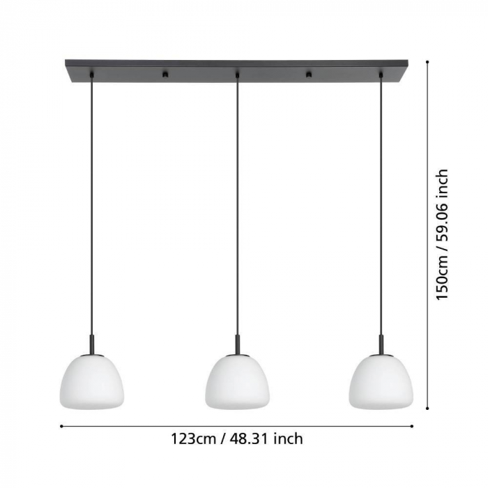 Lustra EGLO BALMES 390202, E27 3X40W, Negru, Alb [3]