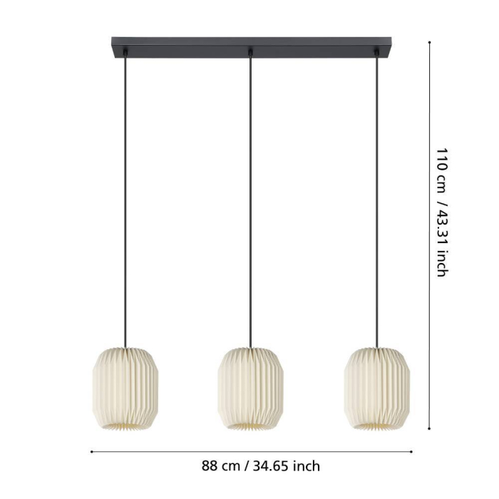 Lustra EGLO Belgrave 44102 E27 3X40W 220-240V,50/60Hz L 880mm x l 180mm x H 1100mm otel negru hartie alba IP20 [3]