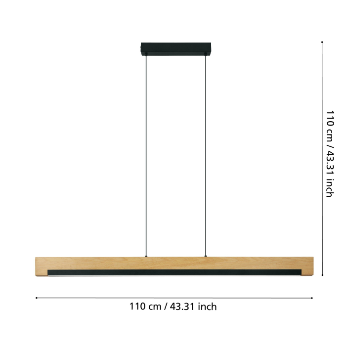 Lustra EGLO Camacho 901737 LED 25,5W 3000K 3100lm 220-240V,50/60Hz L 1100mm x l 60mm x H 1100mm otel/lemn negru/maro plastic alb IP20 [5]