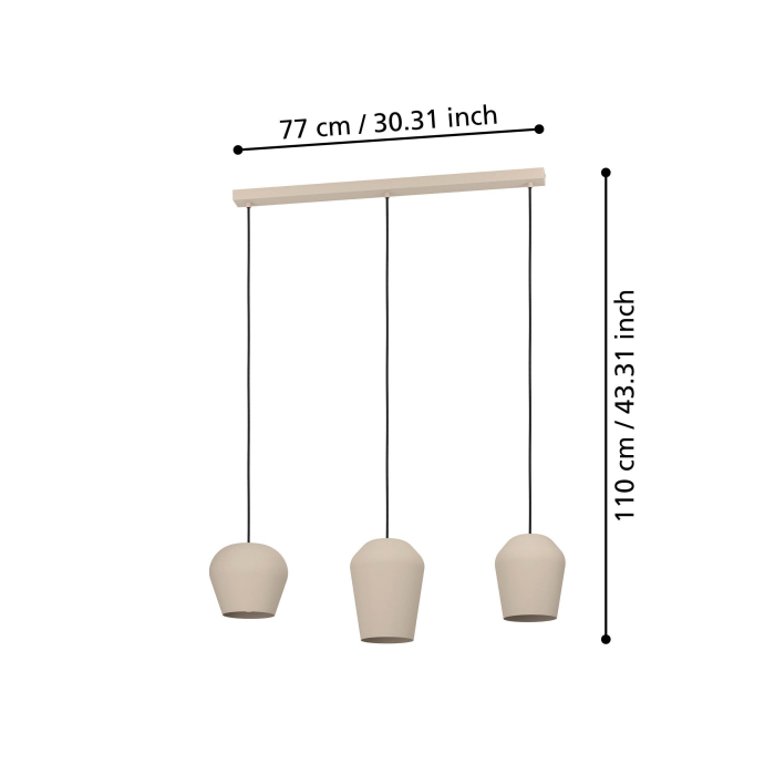 Lustra EGLO Cambaito 900143 E27 3X40W 220-240V,50/60Hz L 895mm x l 195mm x H 1100mm otel sandy  IP20 [3]