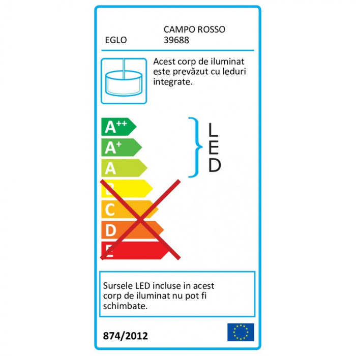 Lustra EGLO CAMPO ROSSO 39688, LED 34W 4000lm 3000K Ø600mm, Otel, Alb [3]