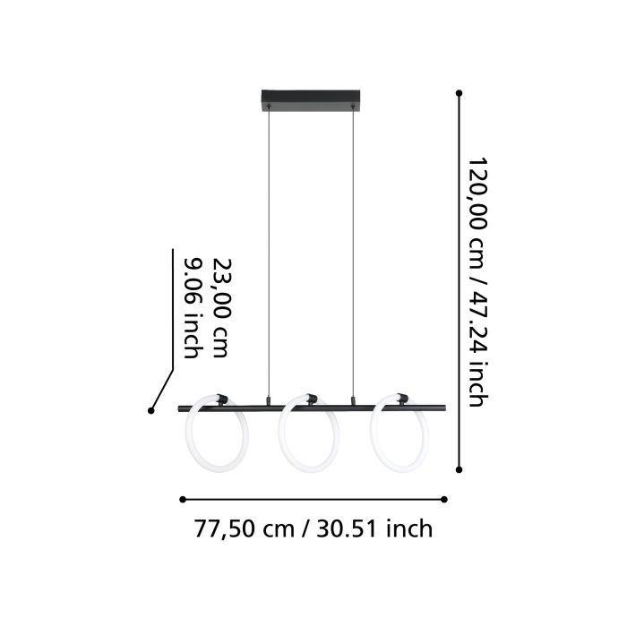 Lustra EGLO CARANACOA LED 3X9W 3600lm 3000K Negru Alb IP20 [3]
