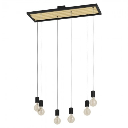 Lustra Eglo Consett, negru, lemn, 6XE27, L.78 cm, 43725 [1]