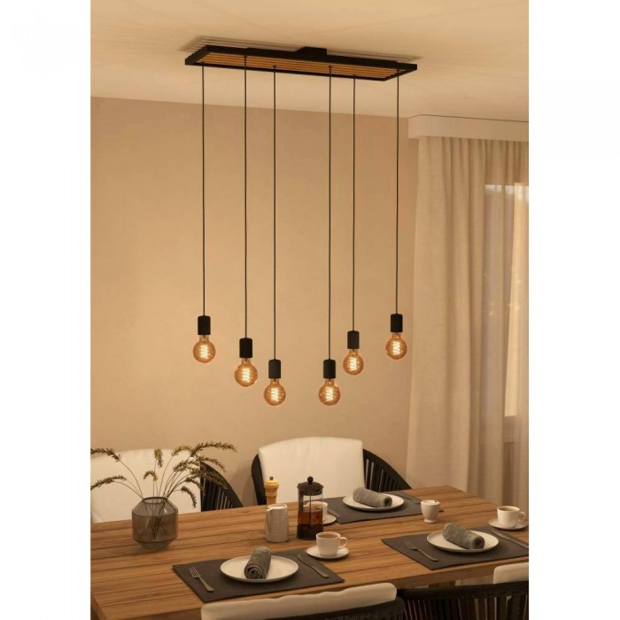 Lustra Eglo Consett, negru, lemn, 6XE27, L.78 cm, 43725 [3]