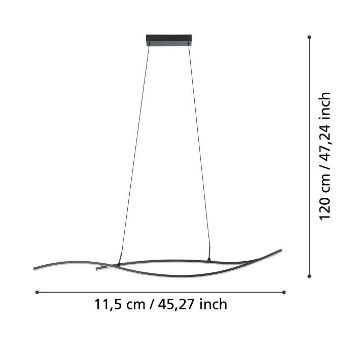 Lustra EGLO Grisolia 901207 LED 20W 4000K 2500lm 220-240V,50/60Hz L 1150mm x l 70mm x H 1200mm plastic/otel negru plastic alb IP20 [5]