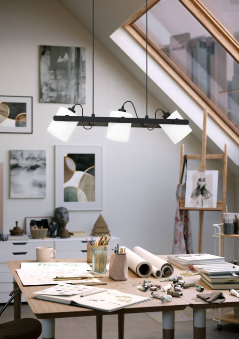 Lustra EGLO Hornwood 1 43426 E27 3X28W 220-240V,50/60Hz L 780mm x l 195mm x H 1100mm otel/lemn negru tesatura alba IP20 [3]