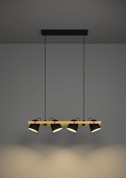 Lustra EGLO Hornwood-Z 900883 LED 4X3,7W 2700-6500K 2200lm 220-240V,50/60Hz L 780mm x l 140mm x H 1100mm otel/lemn negru/maro  IP20 [4]