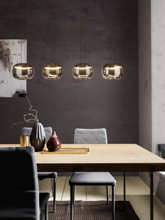 Lustra EGLO Hortunas 390433 LED 4X5,8W 3000K lm 220-240V,50/60Hz L 1260mm x l 210mm x H 1500mm otel negru sticla vaporizata negru transparent IP20 [2]