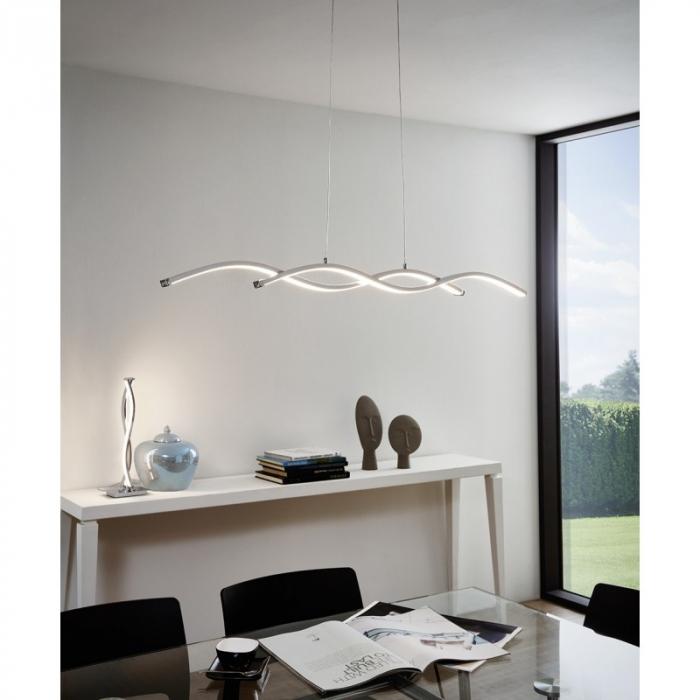 Lustra EGLO Lasana 2 96103 LED 19W 3000K 2600lm 220-240V,50/60Hz L 870mm x l 80mm x H 1200mm aluminiu/otel crom plastic alb IP20 [2]