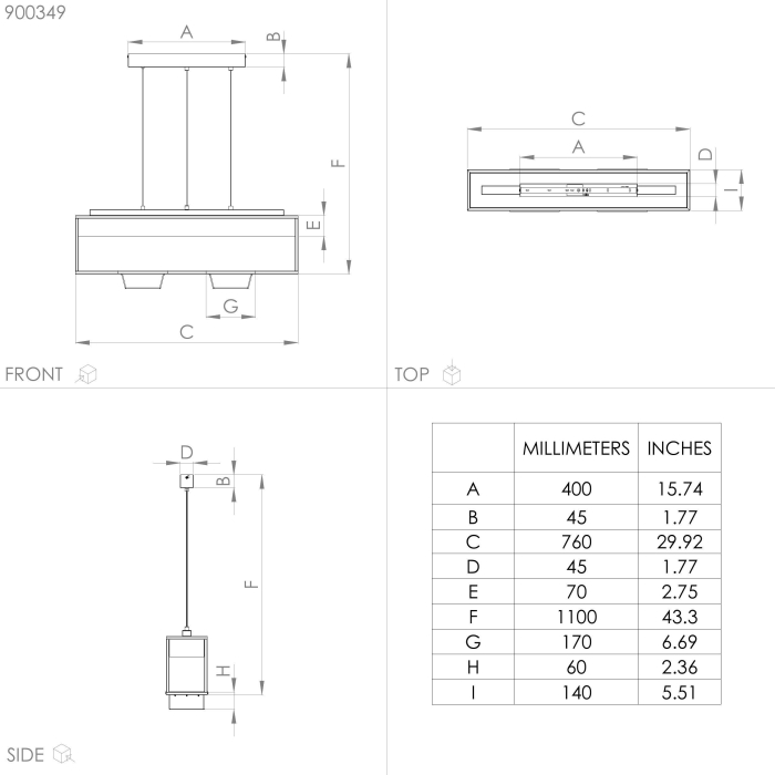 Lustra EGLO Libertad 1 900349 E27 3X40W 220-240V,50/60Hz L 760mm x l 140mm x H 1100mm otel/lemn negru/maro  IP20 [4]