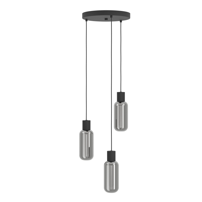 Lustra EGLO Maione 901004 E27 3X4W 220-240V,50/60Hz H 1100mm x Ø300mm otel negru sticla vaporizata gri IP20 [5]