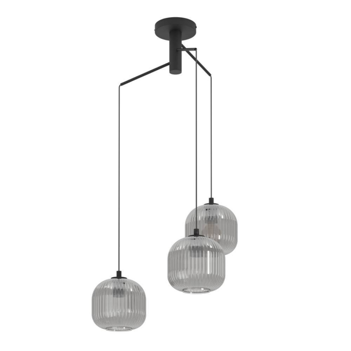 Lustra EGLO Mantunalle 1 99373 E27 3X40W 220-240V,50/60Hz H 1100mm x Ø620mm otel negru sticla vaporizata negru transparent IP20 [1]