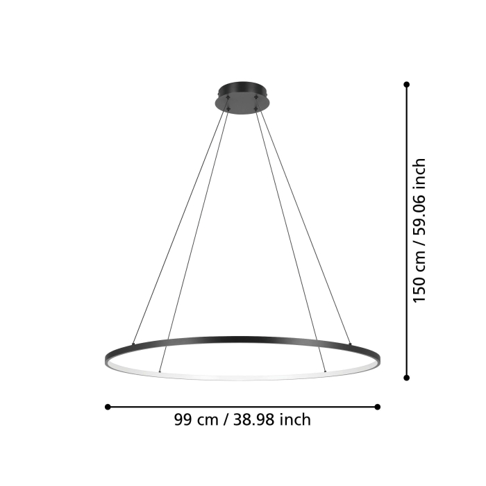 Lustra EGLO Parruta 901637 LED 40W 2700-6500K 4300lm 220-240V,50/60Hz H 1500mm x Ø990mm aluminiu/otel negru plastic alb IP20 [6]