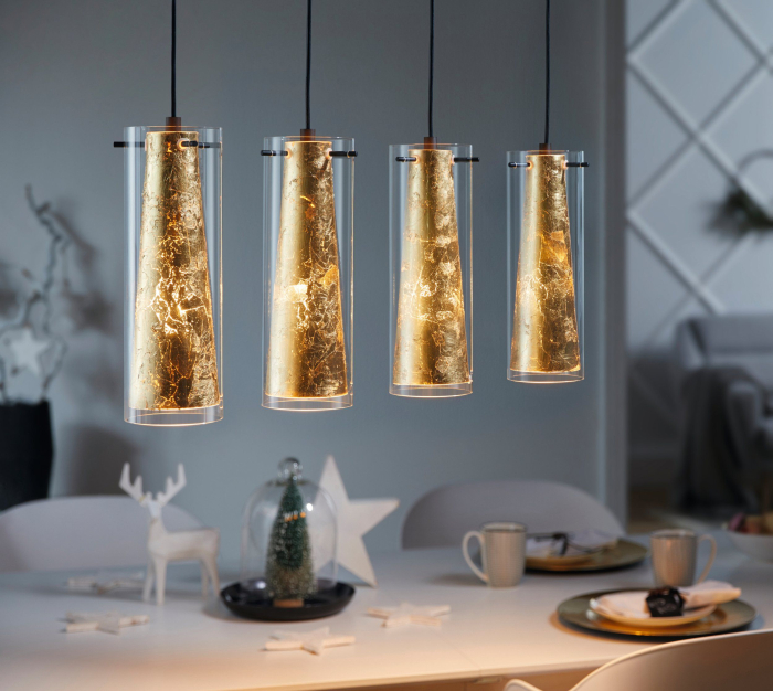 Lustra EGLO Pinto Gold 97653 E27 4X40W 220-240V,50/60Hz L 905mm x l 360mm x H 1100mm otel negru sticla gold transparent IP20 [6]