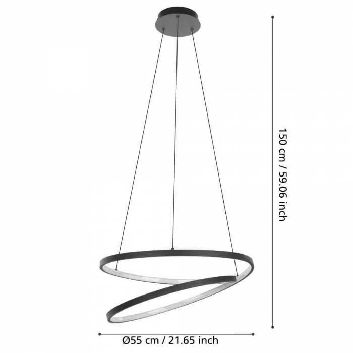 Lustra EGLO RUOTALE 900472, LED 37W 4800lm 3000K Ø550, Negru, Alb [3]