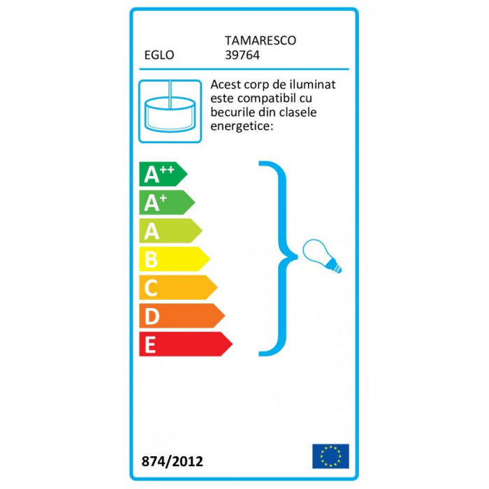 Lustra EGLO TAMARESCO 39764, E27 2X40W, Otel, Auriu, Alb [2]