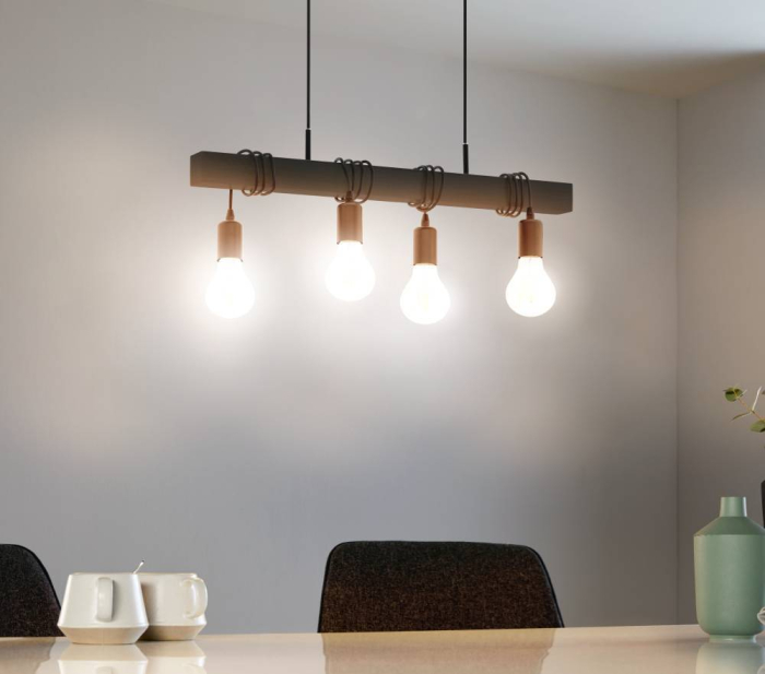 Lustra EGLO Townshend 44061 E27 4X40W 220-240V,50/60Hz L 700mm x l 105mm x H 1100mm otel/lemn negru  IP20 [2]