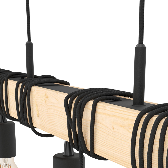 Lustra EGLO Townshend 44099 E27 9X60W 220-240V,50/60Hz L 1500mm x l 100mm x H 1100mm otel/lemn negru/maro  IP20 [2]