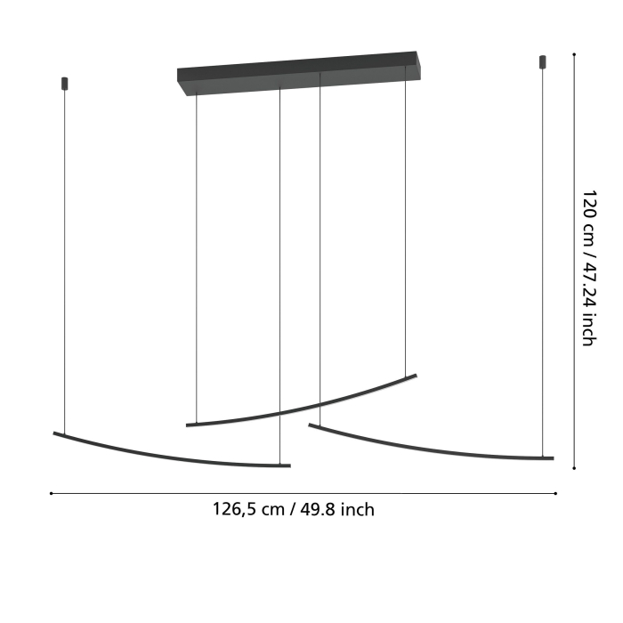 Lustra EGLO Villeggi 902166 LED 22W 2700K, 4000K, 6500K 3600lm 220-240V,50/60Hz L 1220mm x l 100mm x H 1200mm aluminiu/otel negru plastic alb IP20 [4]