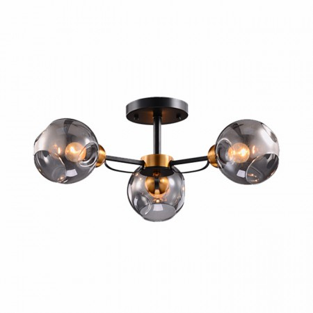 Lustra Elmark Ellaria, negru, sticla fumurie, 3XE27, 955ELLARIA3 [1]