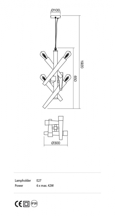 Lustra Incanti Galea IGL P6 06 12 E27 6x42W Metal BLACK/ANTIQUE BRASS IP20 [2]