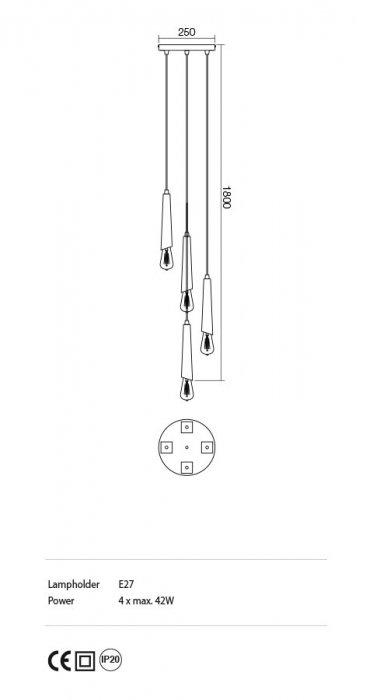 Lustra Incanti Galea IGL PR4 06 12 E27 4x42W Metal BLACK/ANTIQUE BRASS IP20 [2]
