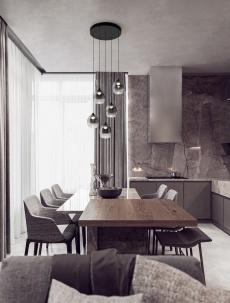 Lustra Nova Luce KITA 9236207 Triac Dimmable Sandy Black Steel & Smoke Glass LED 28W 2222lm 3000K IP20 [3]