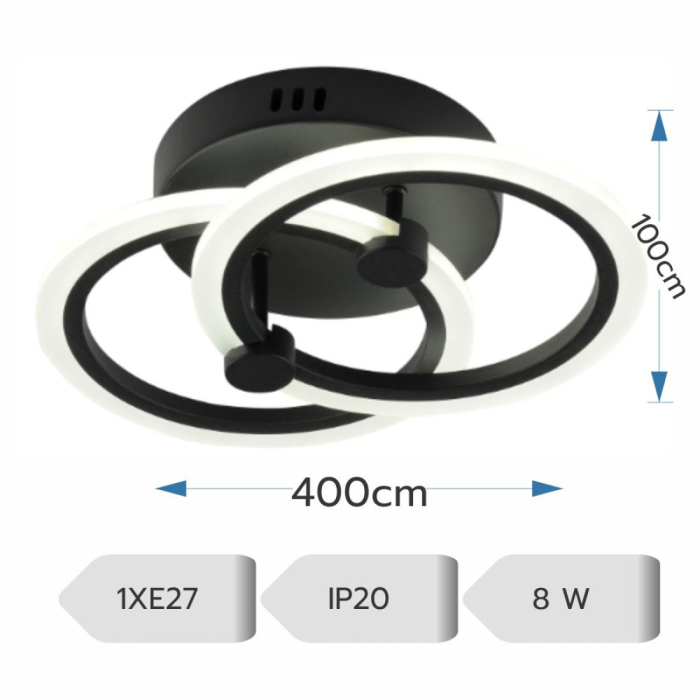 LUSTRA LED CIRCLE 35W CU 2 BRATE 3 CULORI CCT+IR 400mm x 100mm CERCURI [3]