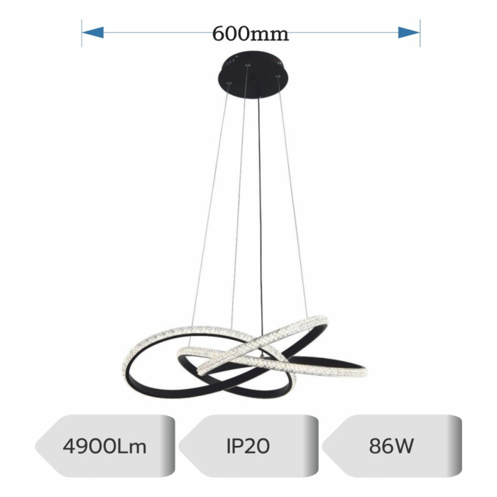LUSTRA LED MIMA AJUSTABILA NEGRU 86W 4900LM 3000K 4000K 6500K [2]