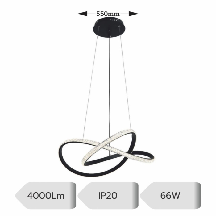 LUSTRA LED TRITO AJUSTABILA NEGRU 66W 4000LM 3000K 4000K 6500K [2]