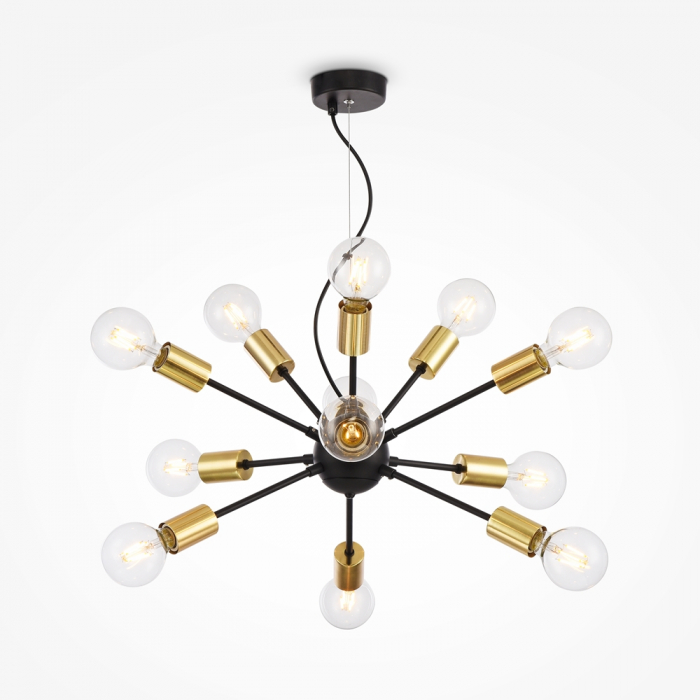 Lustra Maytoni Loft Jackson T546PL-12B E27 12x7W -  Metal Black/Gold IP20 [4]